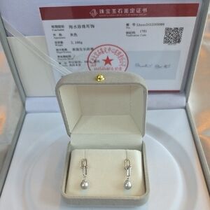 Sea Water Akoya Madama S925 Elegant Silver Pearl Drop Earrings